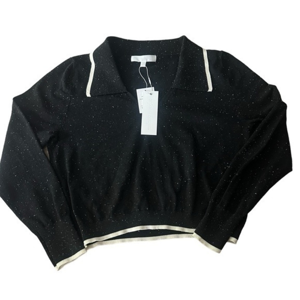 NWT Adyson Parker Crop Sweater - Womens Size Large - Black/Multi Speck